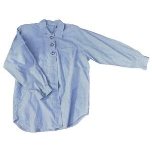 VTG 90 Capacity Women Large Embroidered flower Striped long sleeve shirt